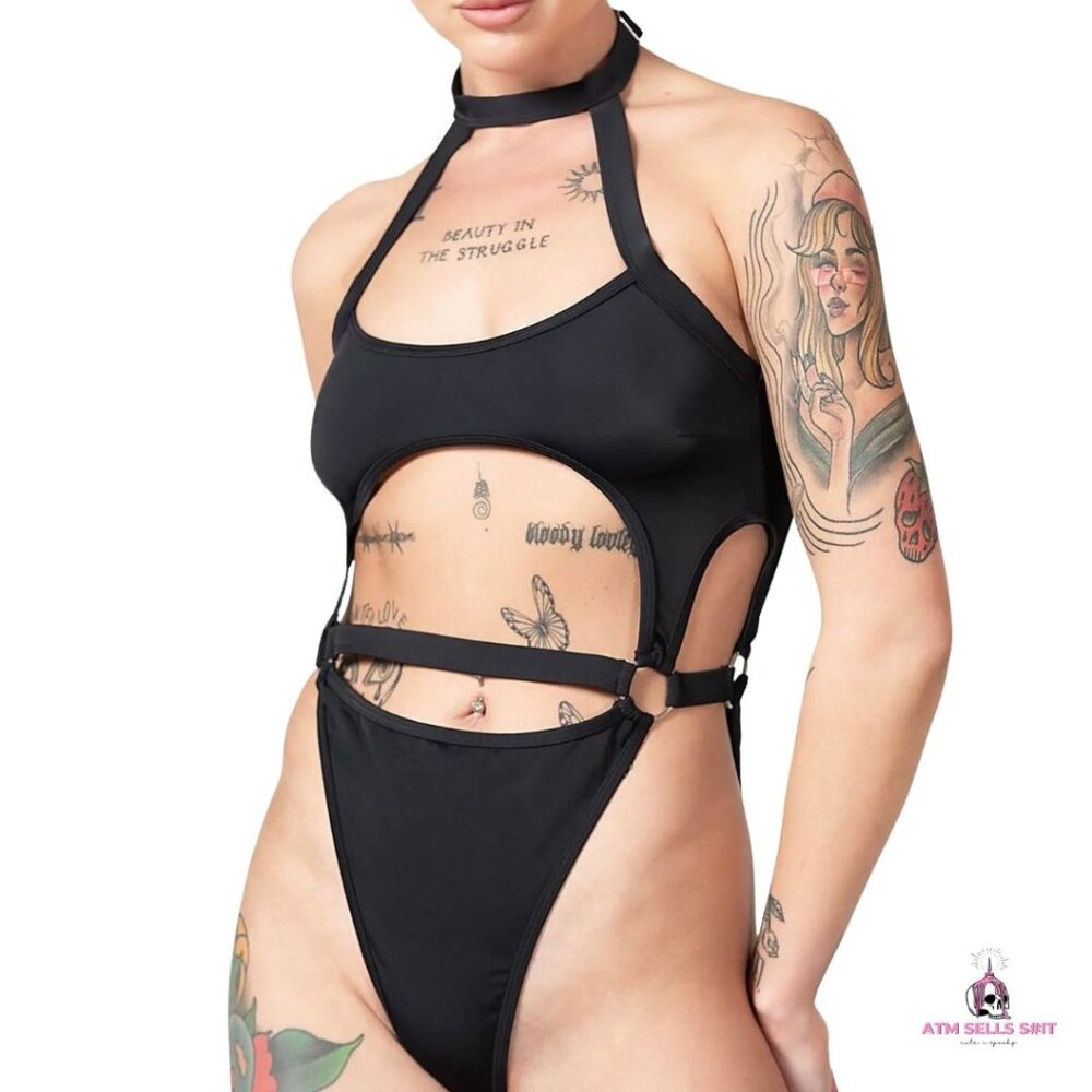 NWT Killstar Wendy Strappy Black Monokini Swimsuit Plus Size 2X
